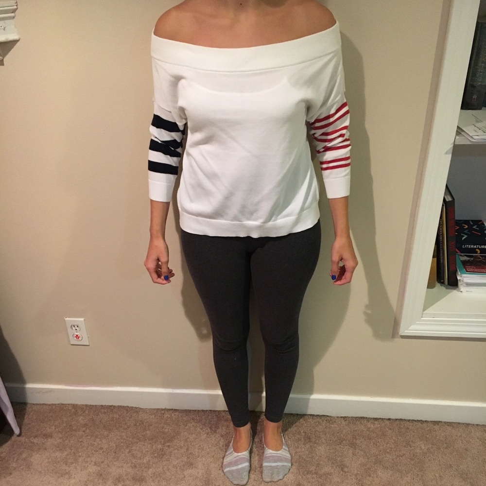 Express off shoulder sweater striped